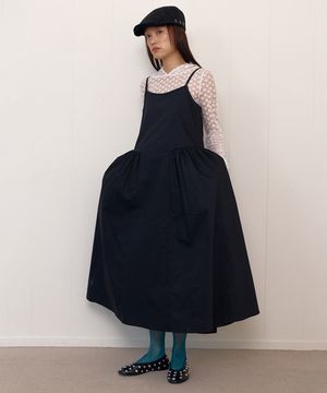 SLEEVELESS COTTON LONG DRESS_BLACK