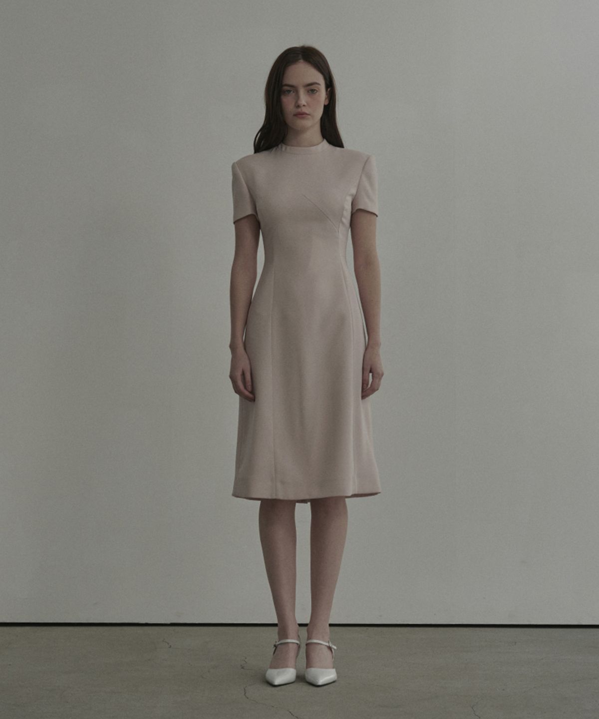마우솔레움(MAU SOLEUM) Half Neck Tailored Long Suit Dress - Pink