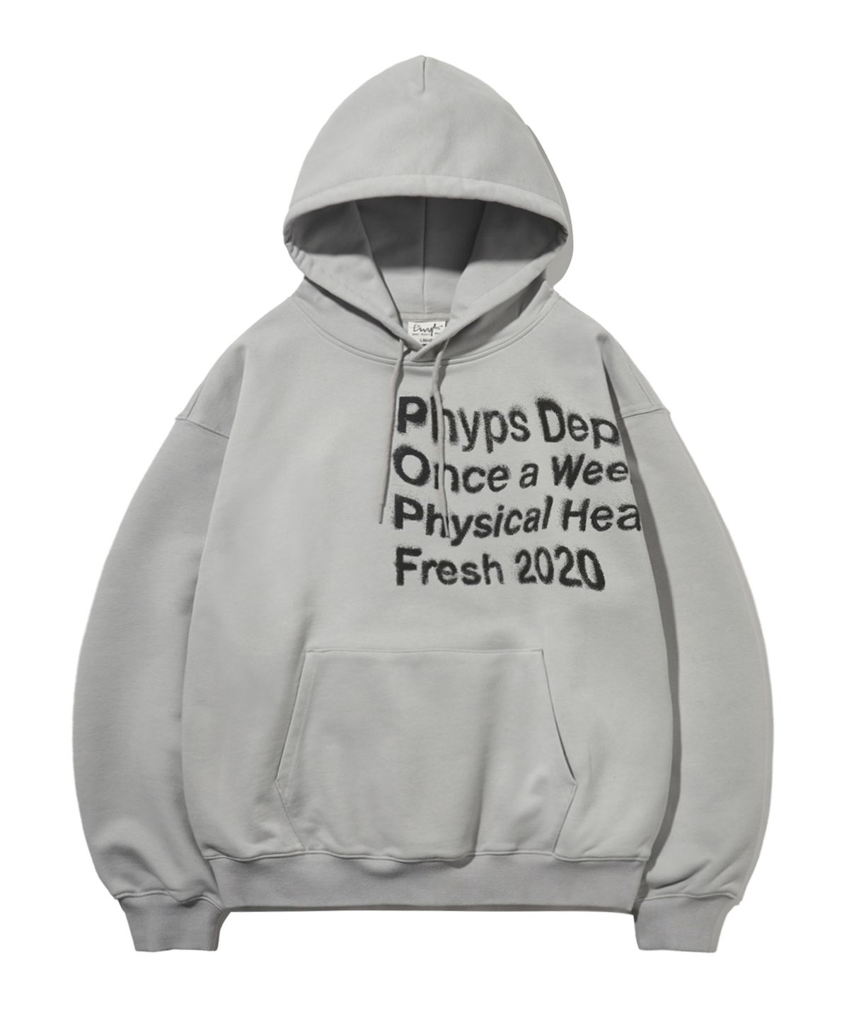 피지컬 디파트먼트(PHYSICAL DEPARTMENT) 오버 타이포 스프레이 다잉 후드_그레이