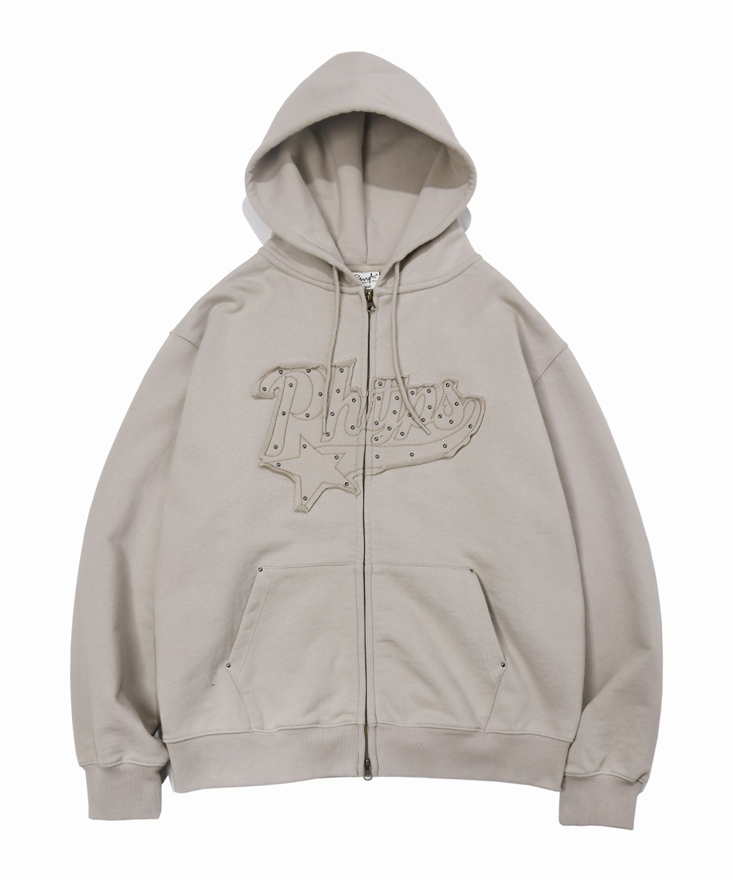 PHYPS ♥ Studded Startail Applique Hooded Zip-Up MUSINSA | PHYPS Studded Startail Applique Hooded Zip-Up_Gray