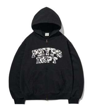 레오파드 로고 후드 집업_블랙