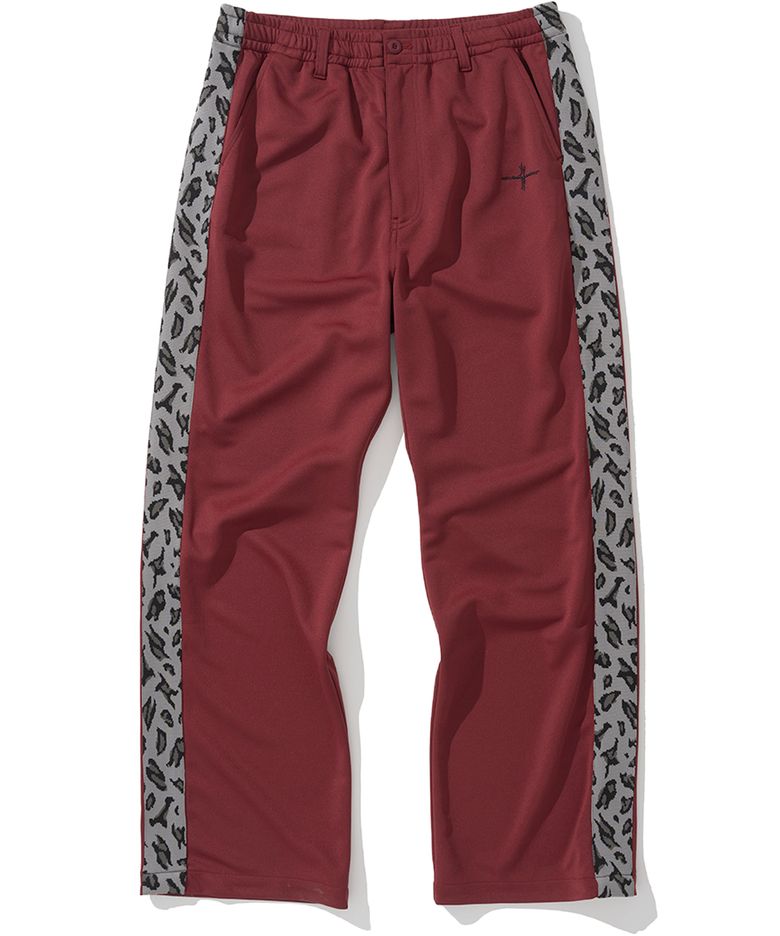 Leopard Side Line Track Pants - Red