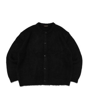 (UNISEX) 울 라운드 레스 니트 가디건 (블랙)