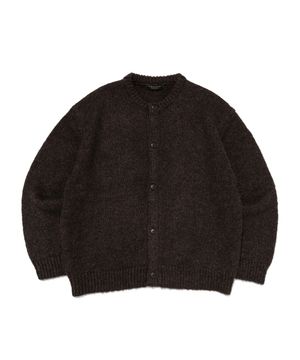 (UNISEX) 울 라운드 레스 니트 가디건 (브라운)