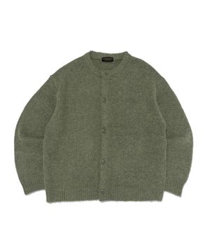 (UNISEX) 울 라운드 레스 니트 가디건 (그린)