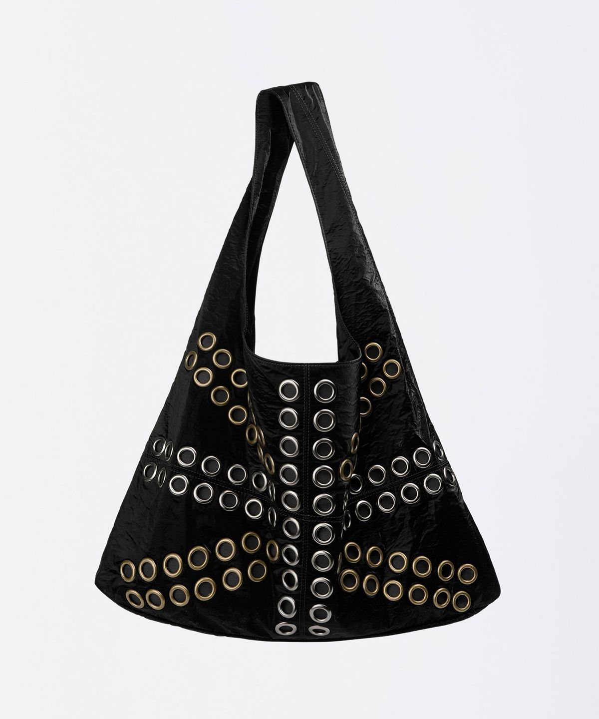 스컬프터(SCULPTOR) Stud Metallic Hobo Bag Black