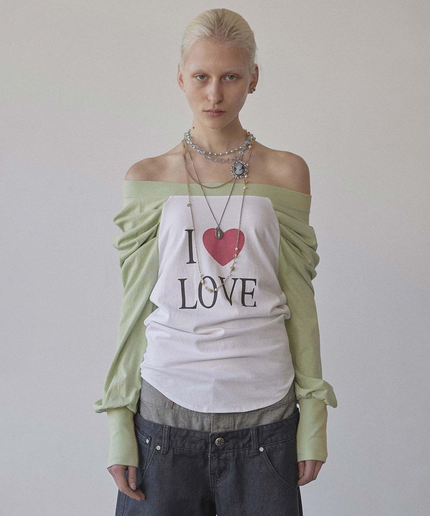 ★送料・関税込★SCULPTOR★Love Off-Shoulder Tee Love Off-Shoulder Tee Peach – SCULPTOR JAPAN