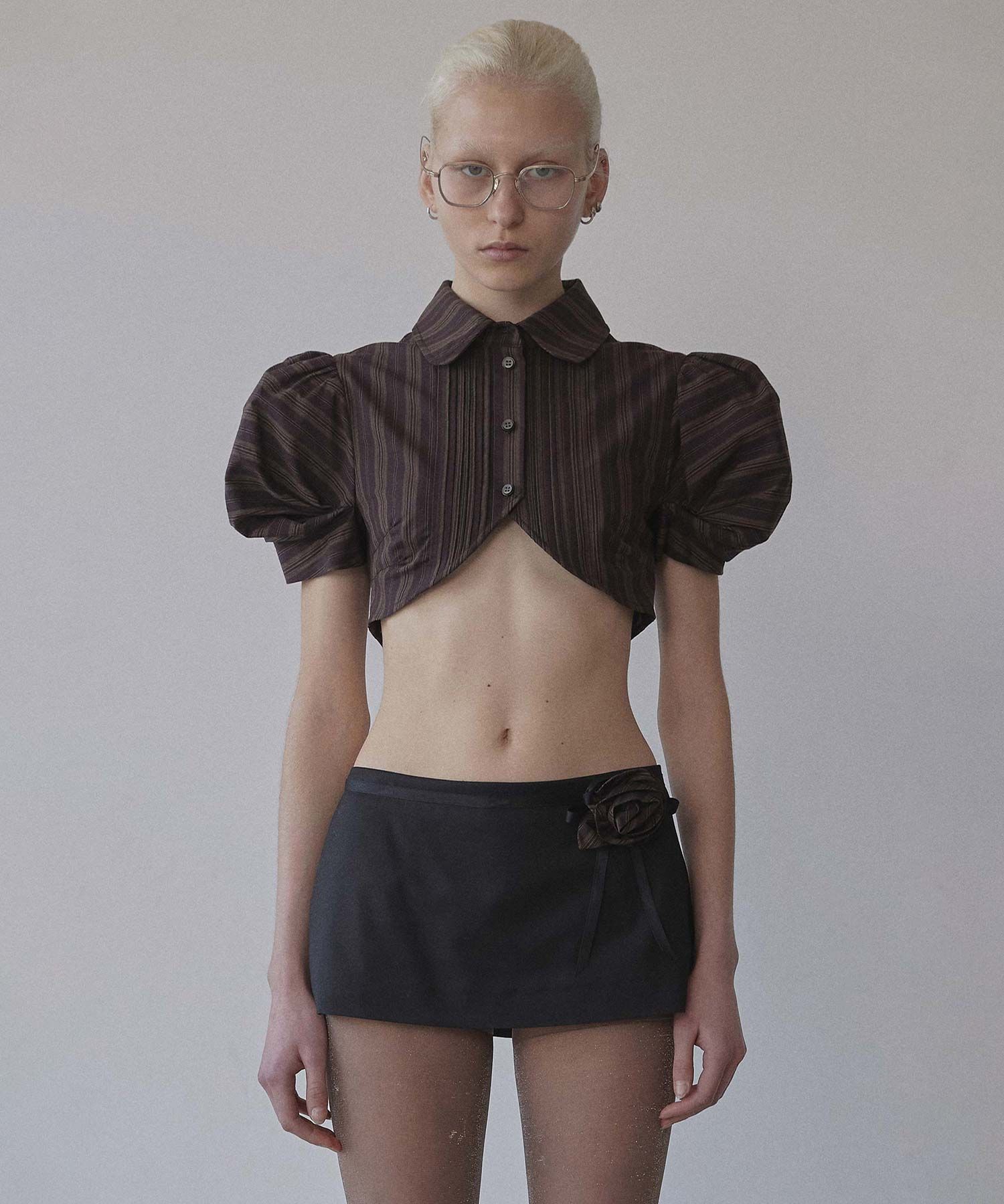MUSINSA | SCULPTOR Rosetta Baby Shirt Brown Pinstripe