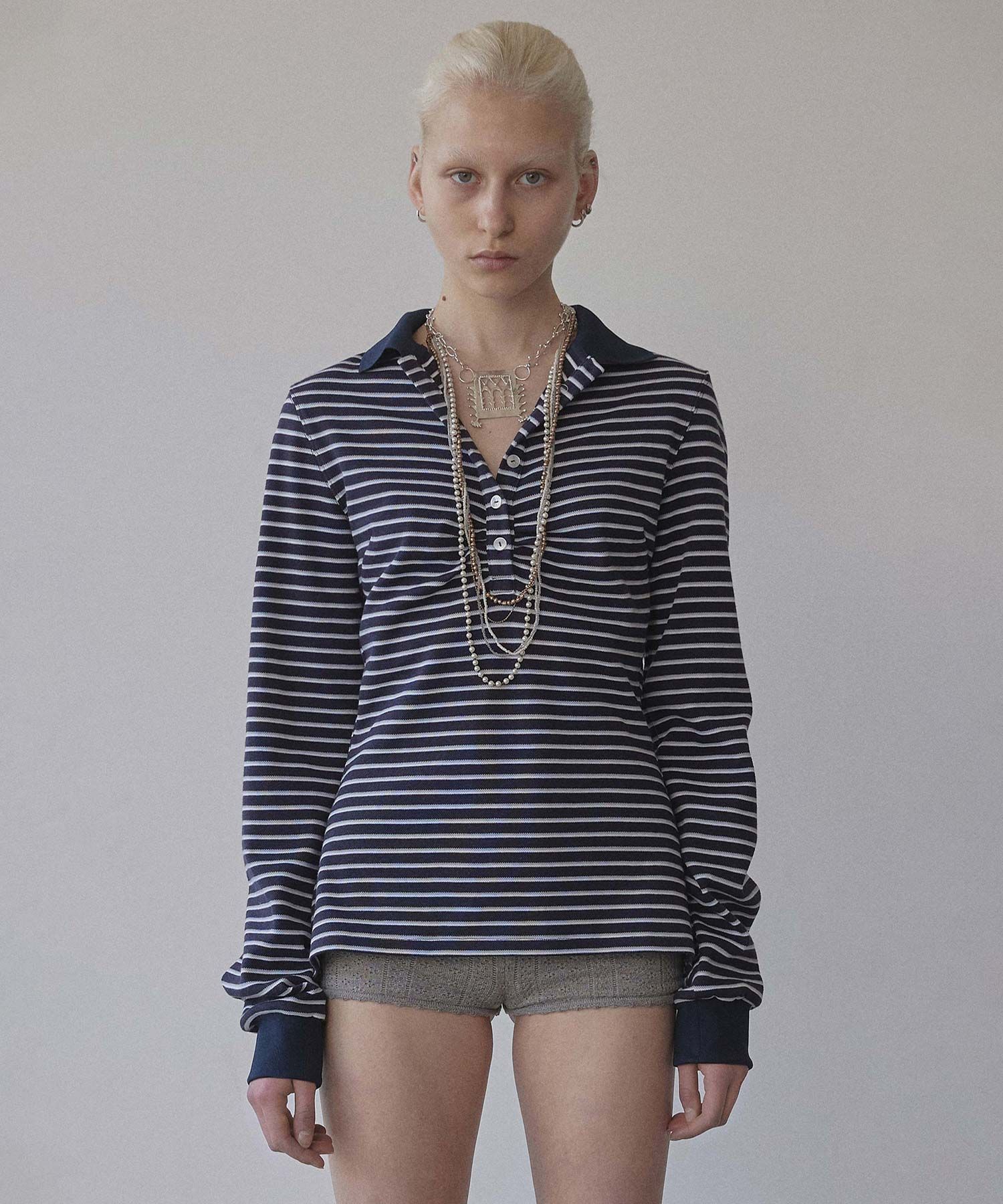 【SCULPTOR】Shirring Tennis Shirt MUSINSA | SCULPTOR Shirring Tennis Shirt Navy