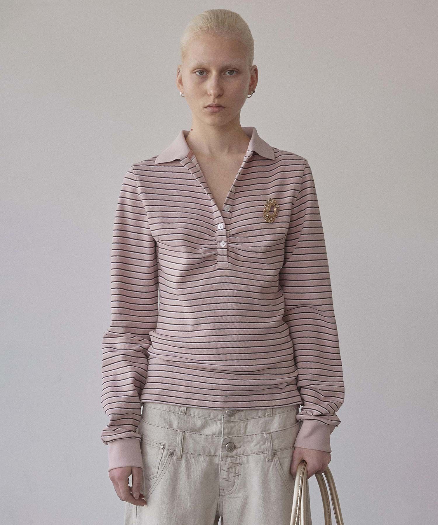 MUSINSA | SCULPTOR Shirring Tennis Shirt Pink