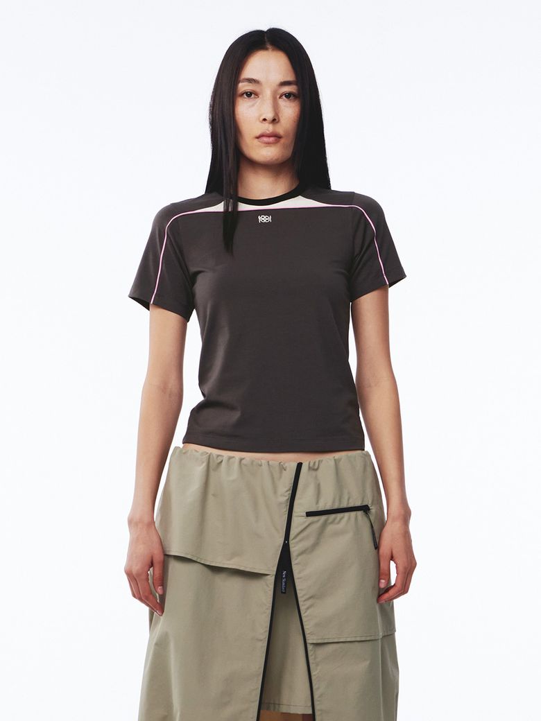 Cycle Half Sleeve Top Charcoal