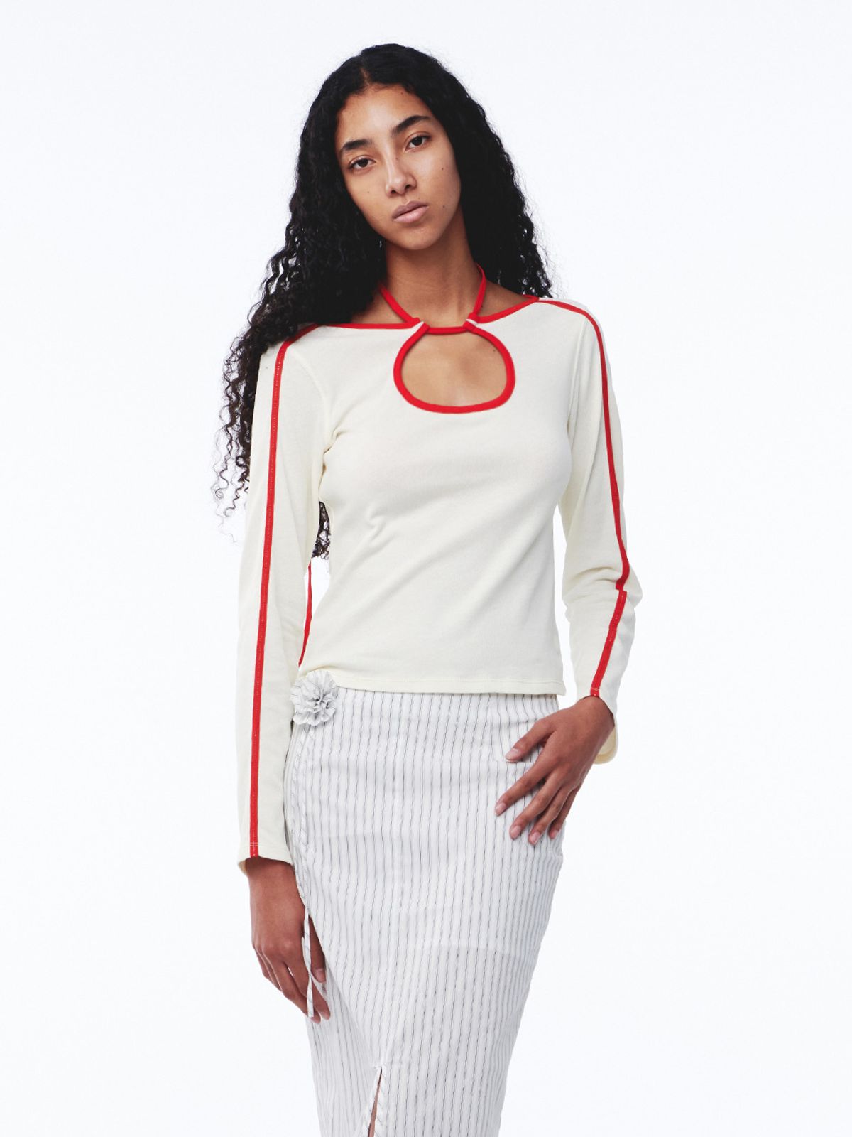 기준(KIJUN) Cut Out Jersey Top Ivory