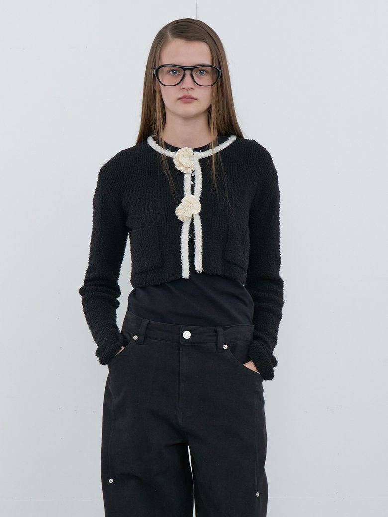Crochet Knit Jacket Black