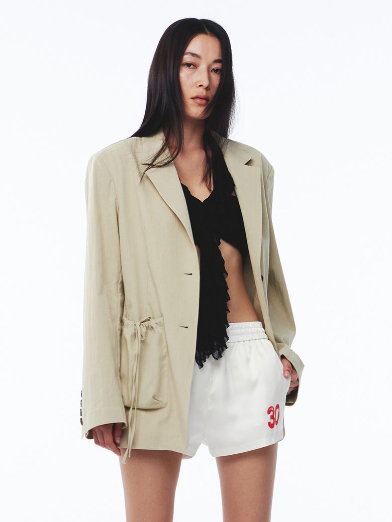 Shirring Pocket Blazer Beige