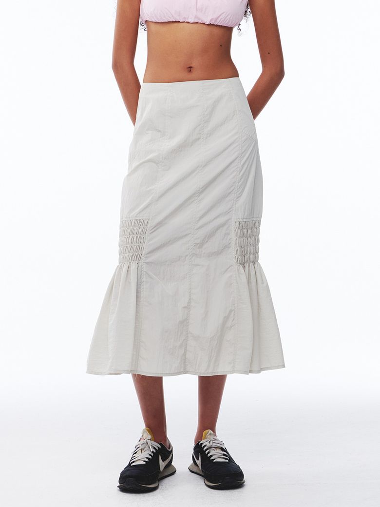 Smocked Mermaid Skirt Light Grey