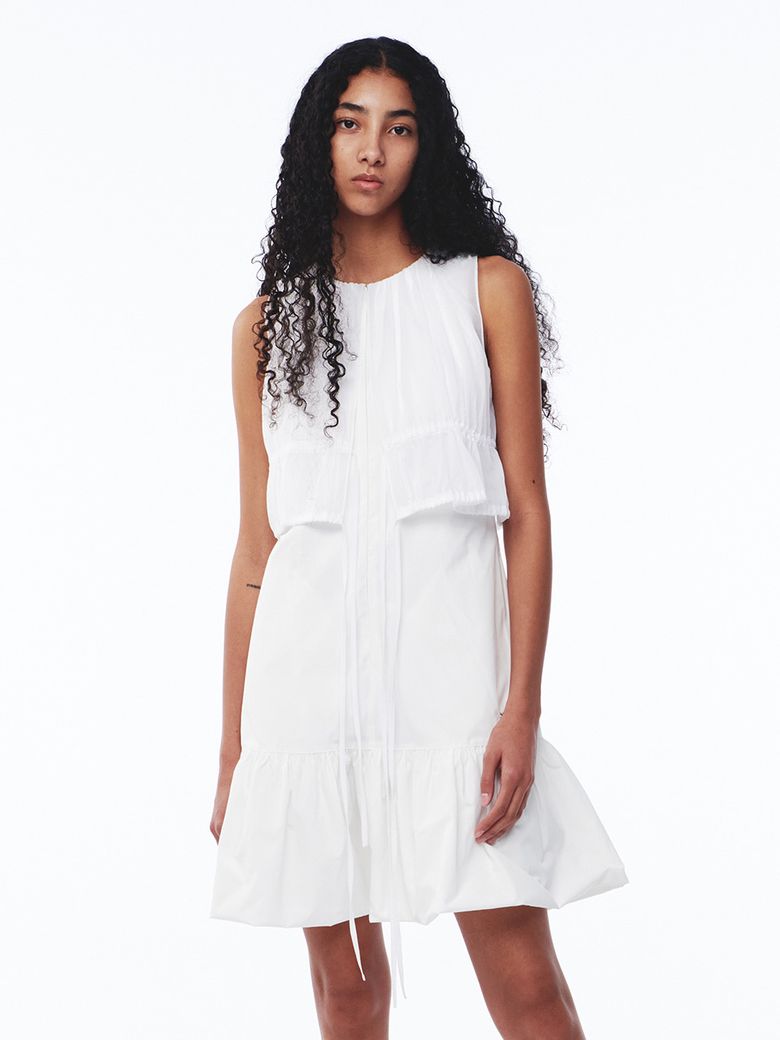 Sheer Layered Mini Dress Off-White