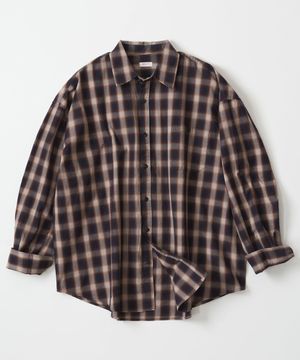 자이언트핏 옴브레 체크셔츠 (빈티지네이비)