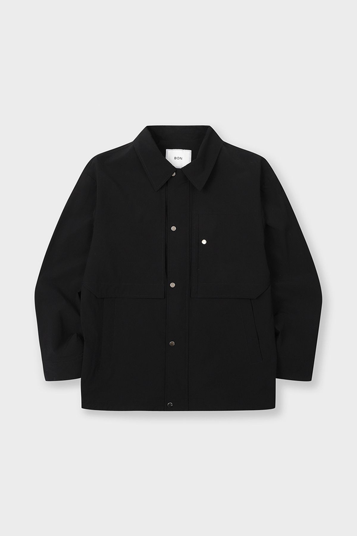 본(BON) 포켓 디테일 스트링 트러커 자켓 블랙 BN4SJP400BK