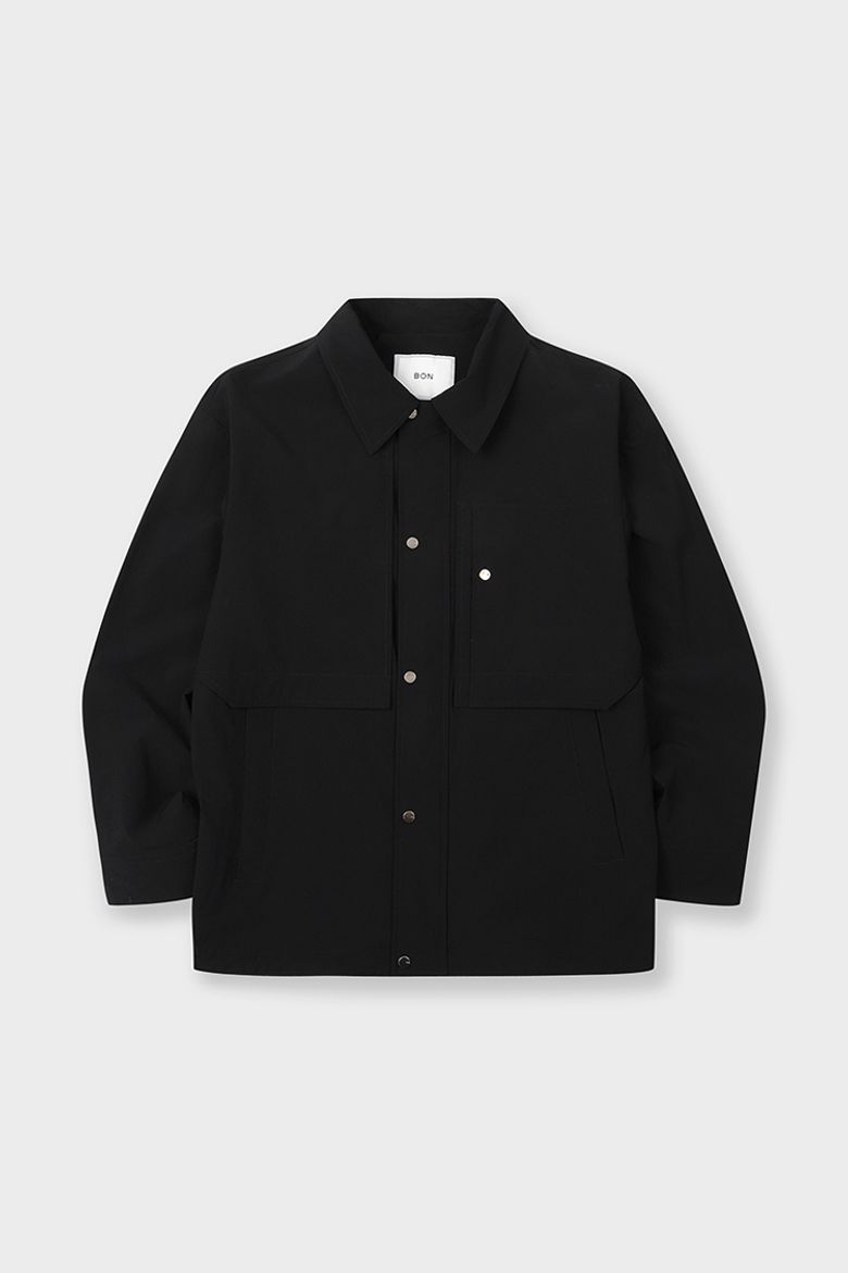 포켓 디테일 스트링 트러커 자켓 블랙 BN4SJP400BK