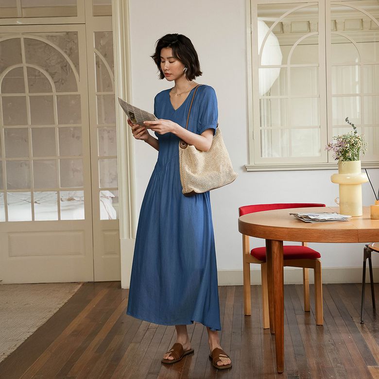 LS_V-neck slim french dress