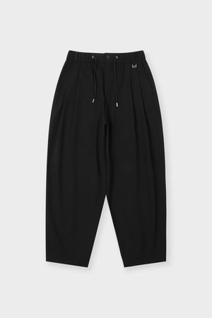 스트링 루즈핏 투턱 팬츠 블랙 BN4STA342BK