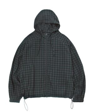 링클 체크 후드 자켓_차콜