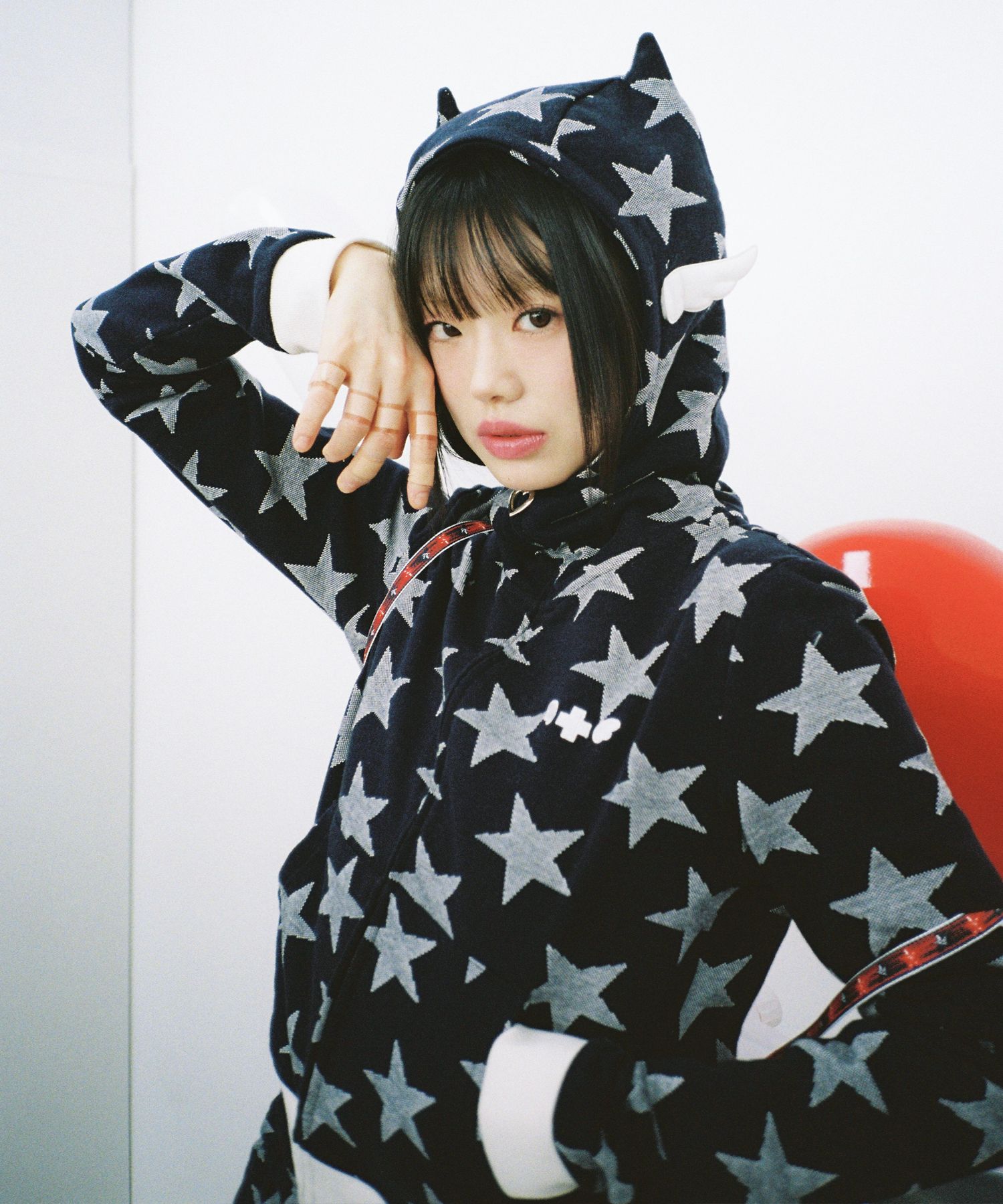 MUSINSA CLUT STUDIO Star Angel Wings Zip-Up Hoodie Top Navy