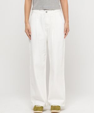 우먼즈 원턱 와이드 코튼 데님팬츠[화이트]