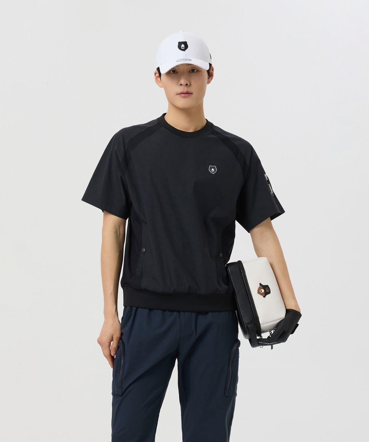 골든베어(GOLDEN BEAR) Stretchable Nylon Crewneck Sweatshirt_G4TAM25221BKX