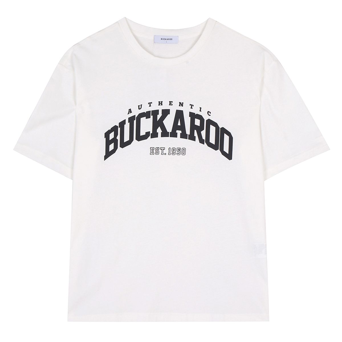 버커루(BUCKAROO) 싱글 루즈핏 로고 반팔 티셔츠 오프 화이트
