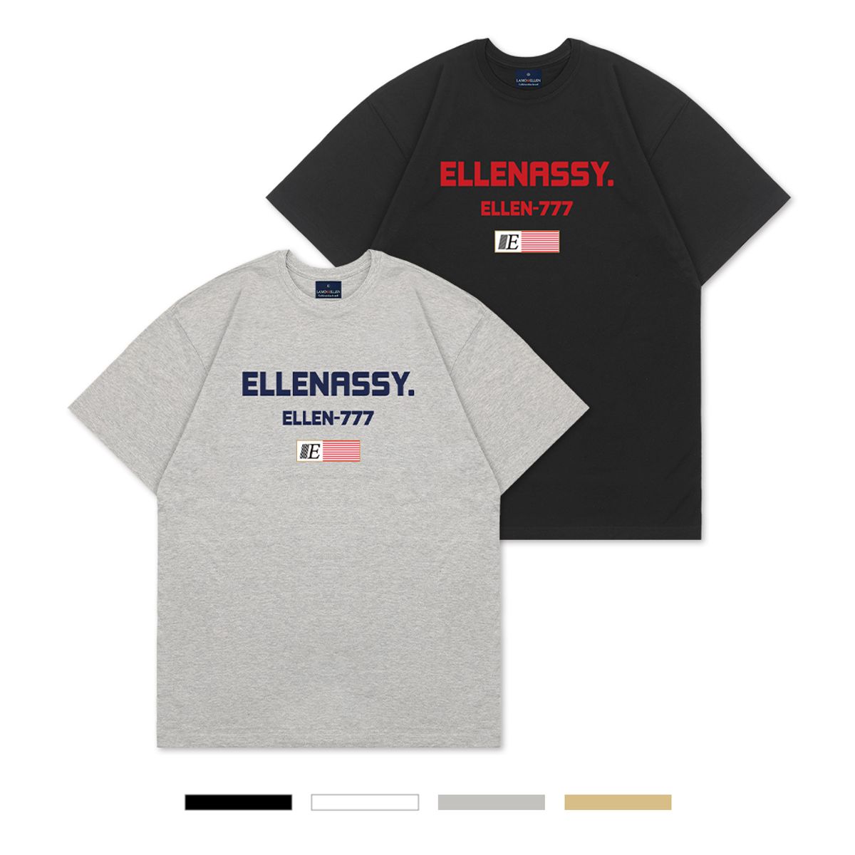 엘런아시(ELLENASSY) 엘런777 기본 오버핏 반팔 티셔츠