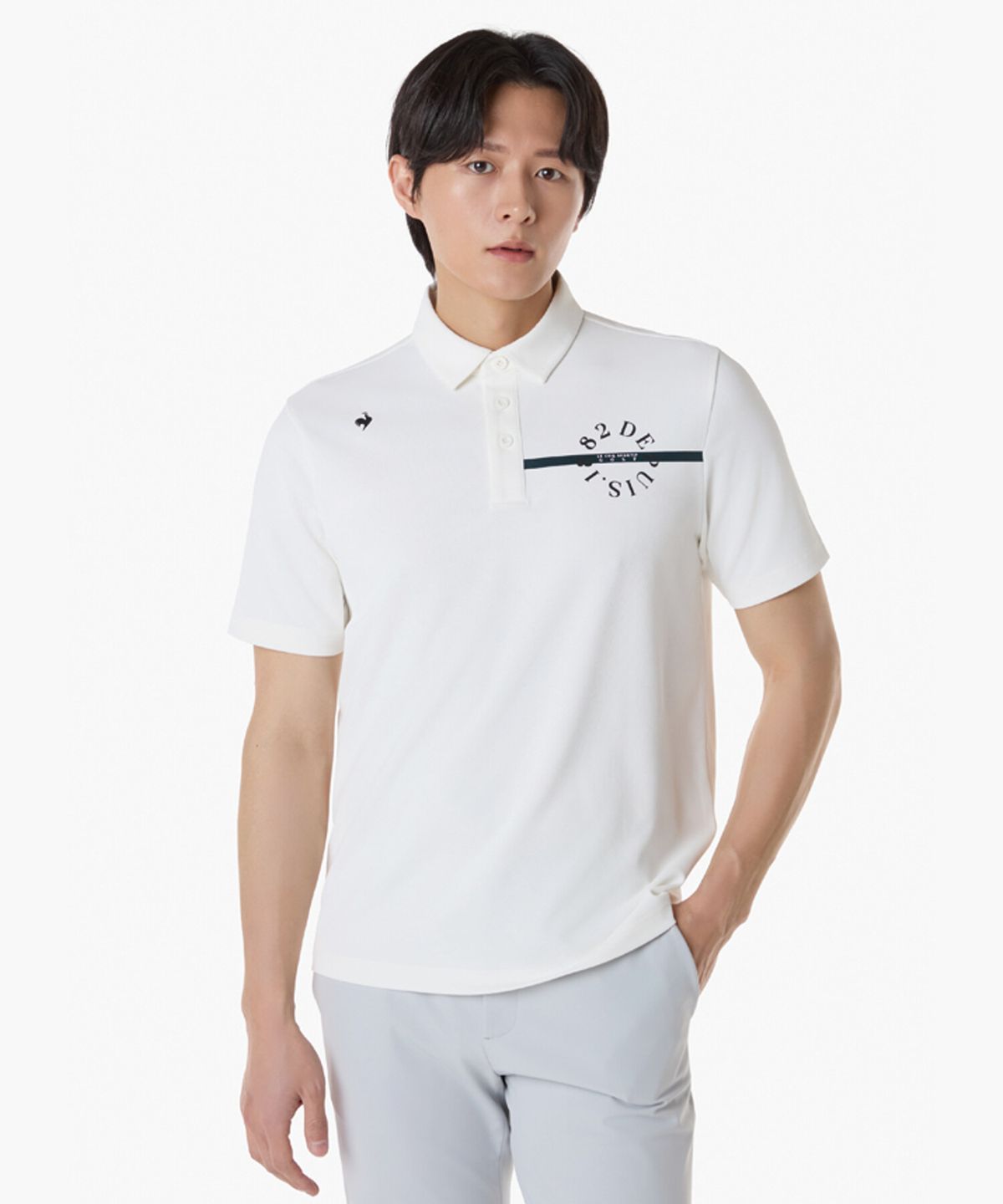 르꼬끄 골프(LECOQ GOLF) 남성 체스트 프린트 반팔 티셔츠 (GQ121MTS21)