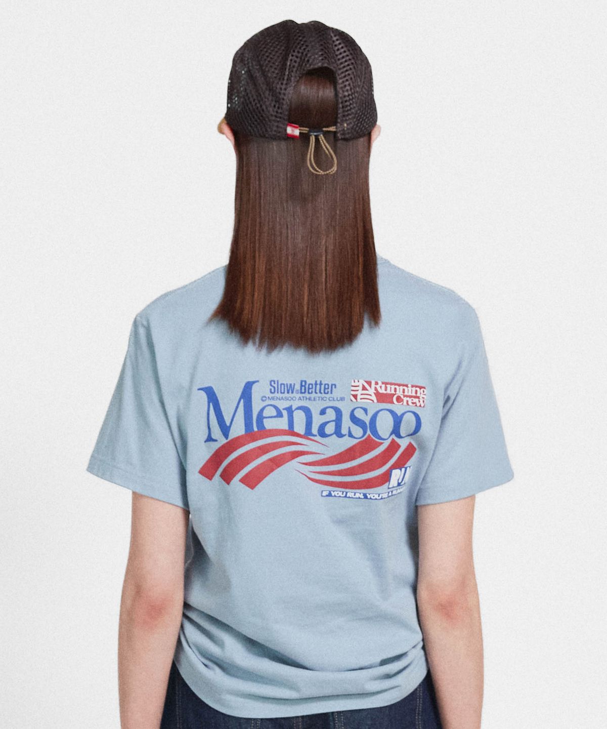 미나수(MENASOO) Twist Track T Shirt_Skyblue