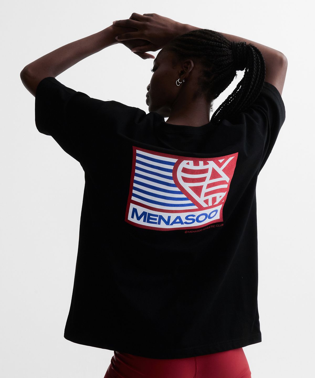 미나수(MENASOO) Mns Hearttrack Graphic T Shirt_Black
