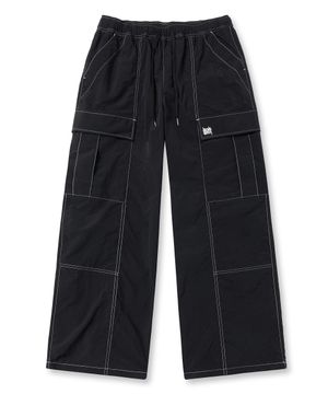 TAG NYLON STITCH CARGO PANTS - BLACK