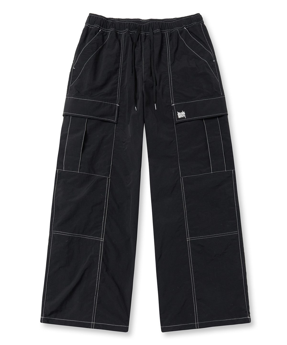 브라운브레스(BROWNBREATH) TAG NYLON STITCH CARGO PANTS - BLACK