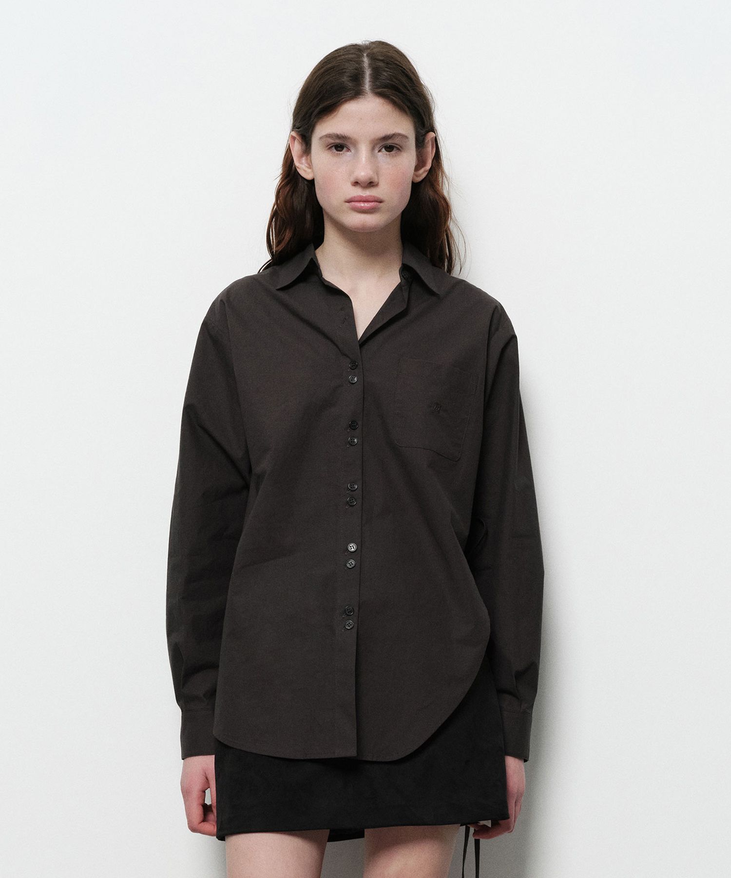 MUSINSA公式 | DIAGONAL CURVED STRING SHIRTS (grey)