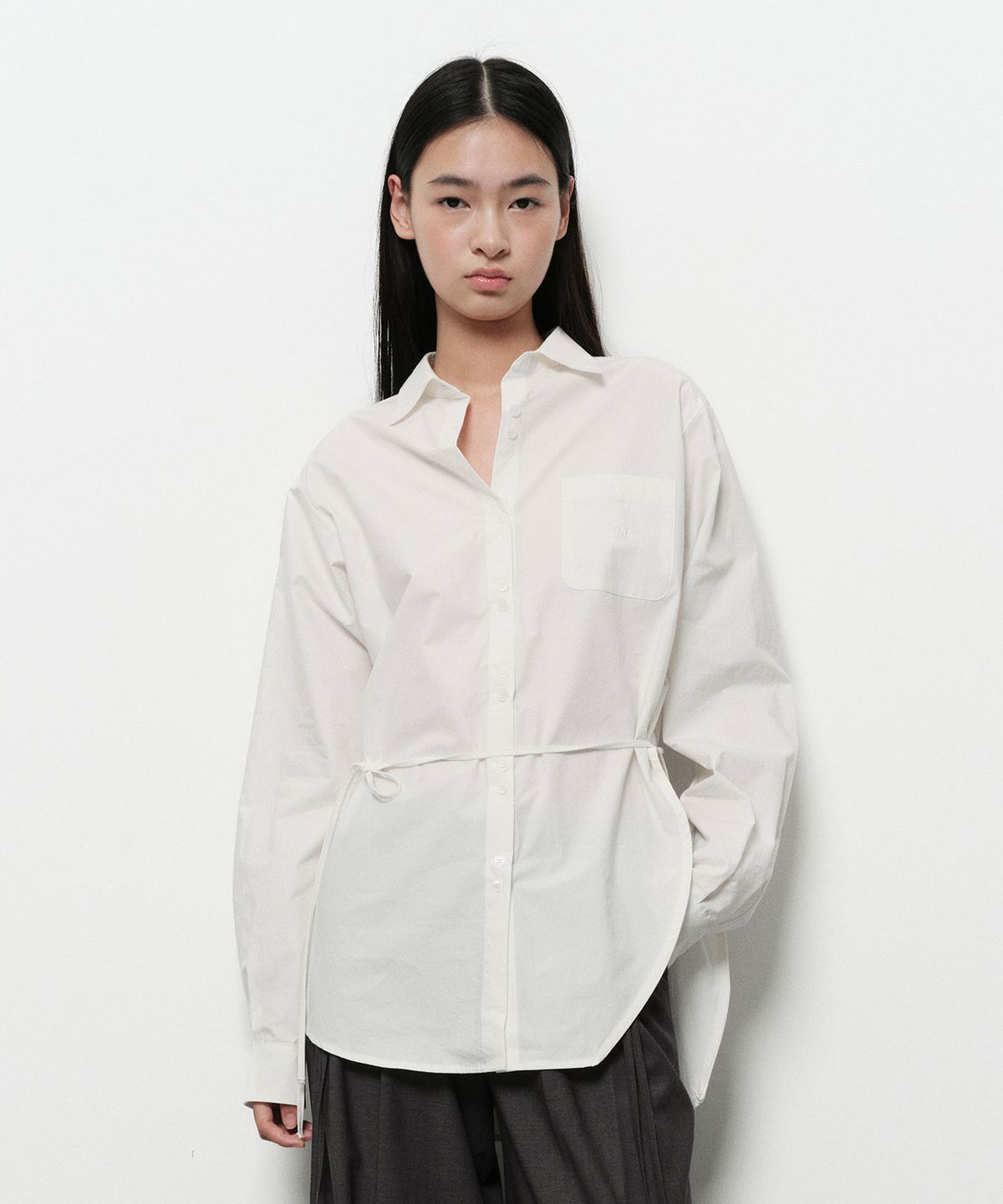 다이애그널(DIAGONAL) CURVED STRING SHIRTS (white)