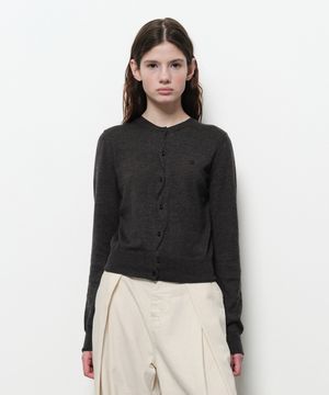 UNBALANCE BUTTON CARDIGAN (charcoal)