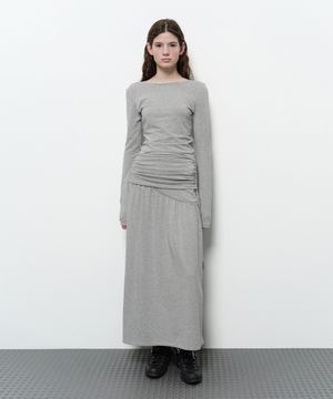 BACKLESS LONG DRESS (melange grey)