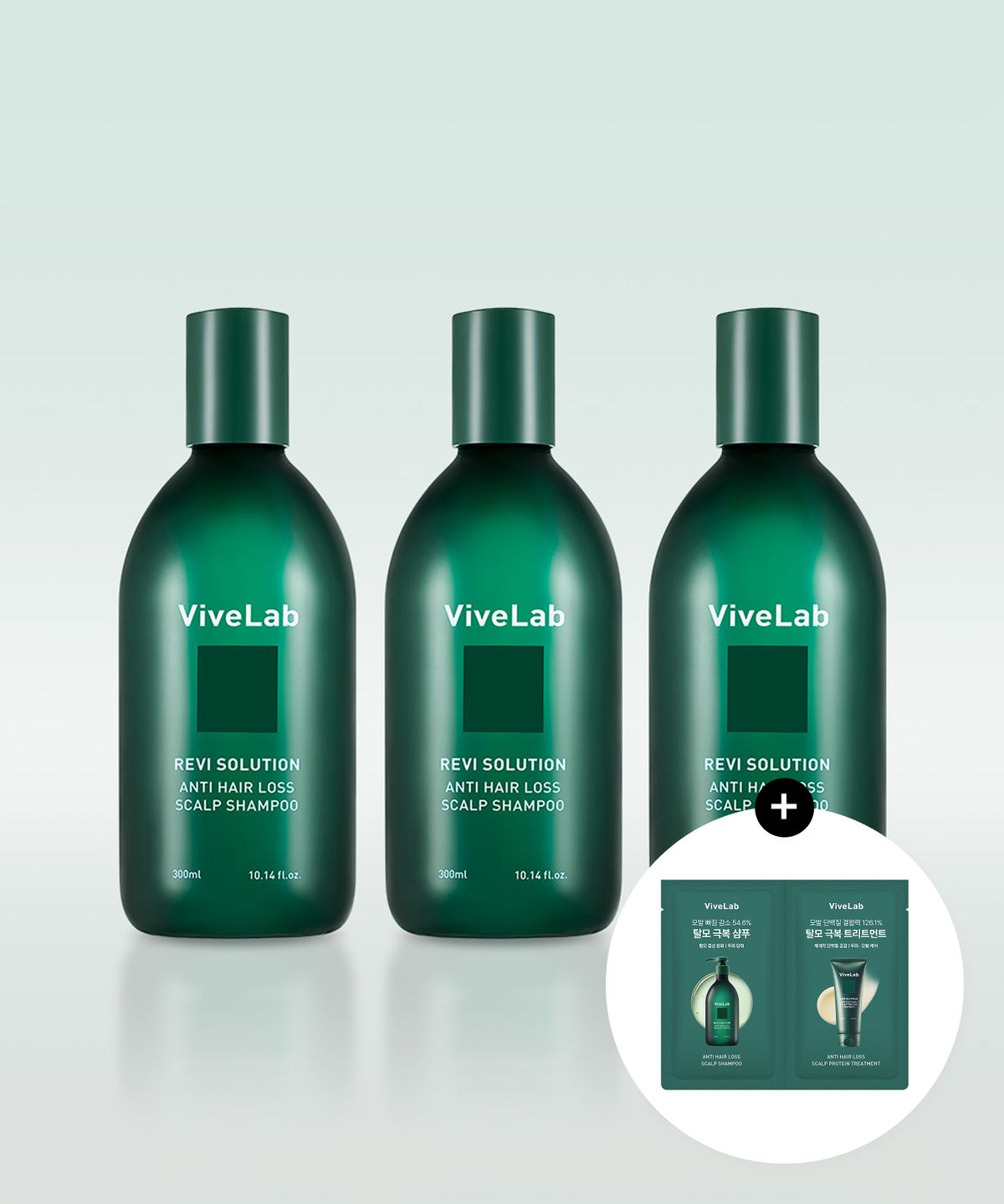 바이브랩(VIVELAB) 4주 솔루션 탈모 완화 초록샴푸 300ML 3SET