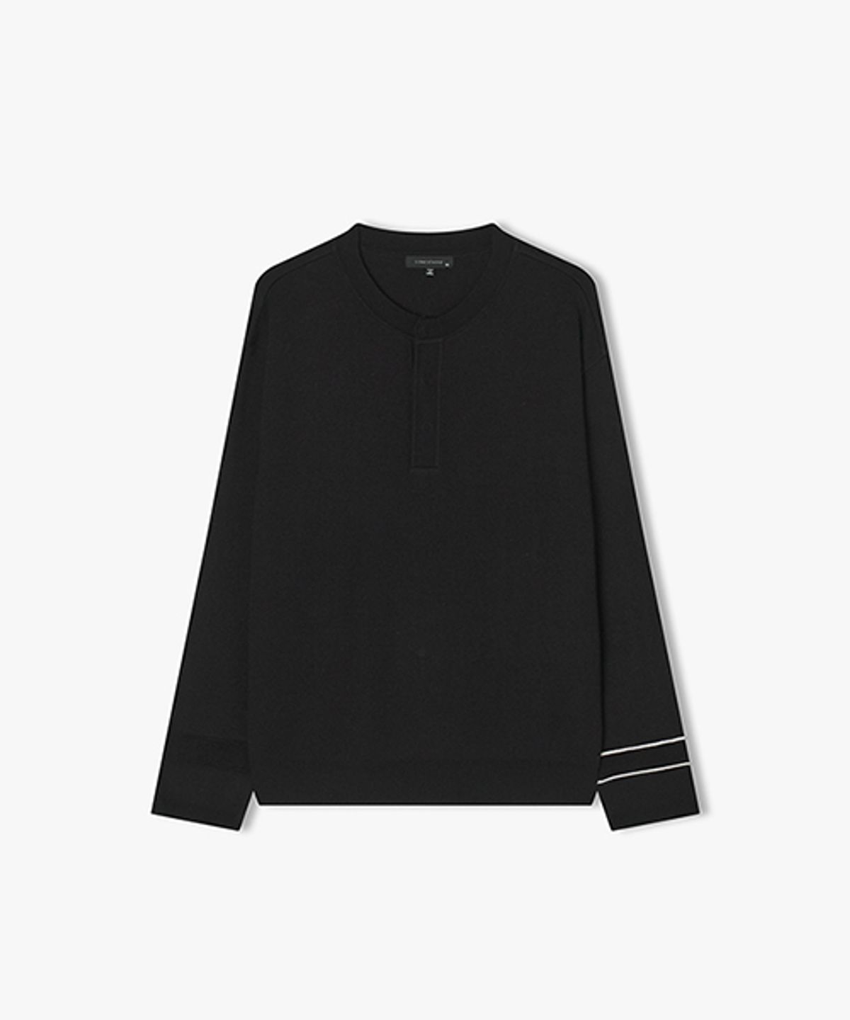 리버클래시(LIBERCLASSY) [25SS] LLS51581 블랙 소매배색 헨리넥 니트