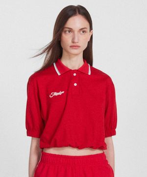 PK Crop Banding T Shirt_Red