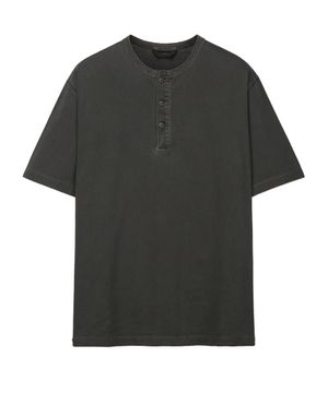 가먼트 다잉 헨리넥 반팔 티셔츠 차콜그레이 IETS5E405CG