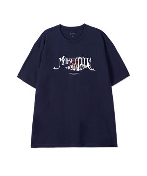 [FISH LETTERING] CREW NECK TEE_NAVY