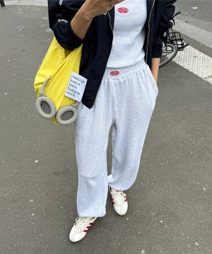 Track Logo Waffle Jogger Pants_White Melange