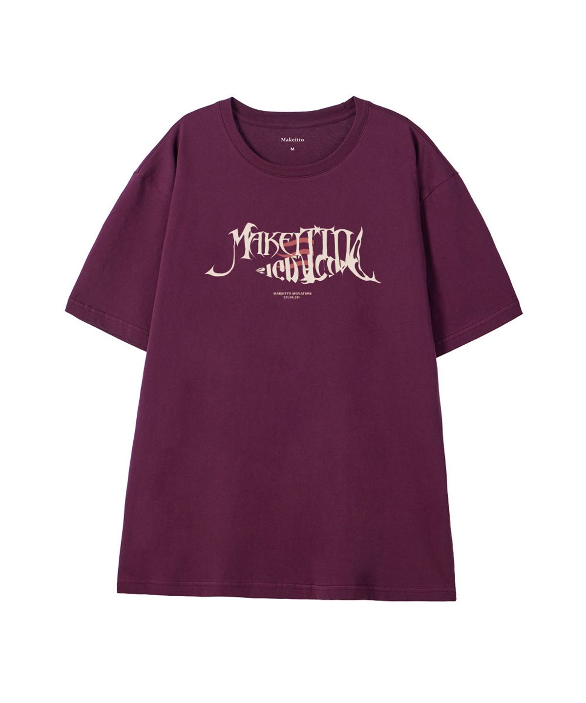 메이킷투(MAKEITTO) [FISH LETTERING] CREW NECK TEE_WINE