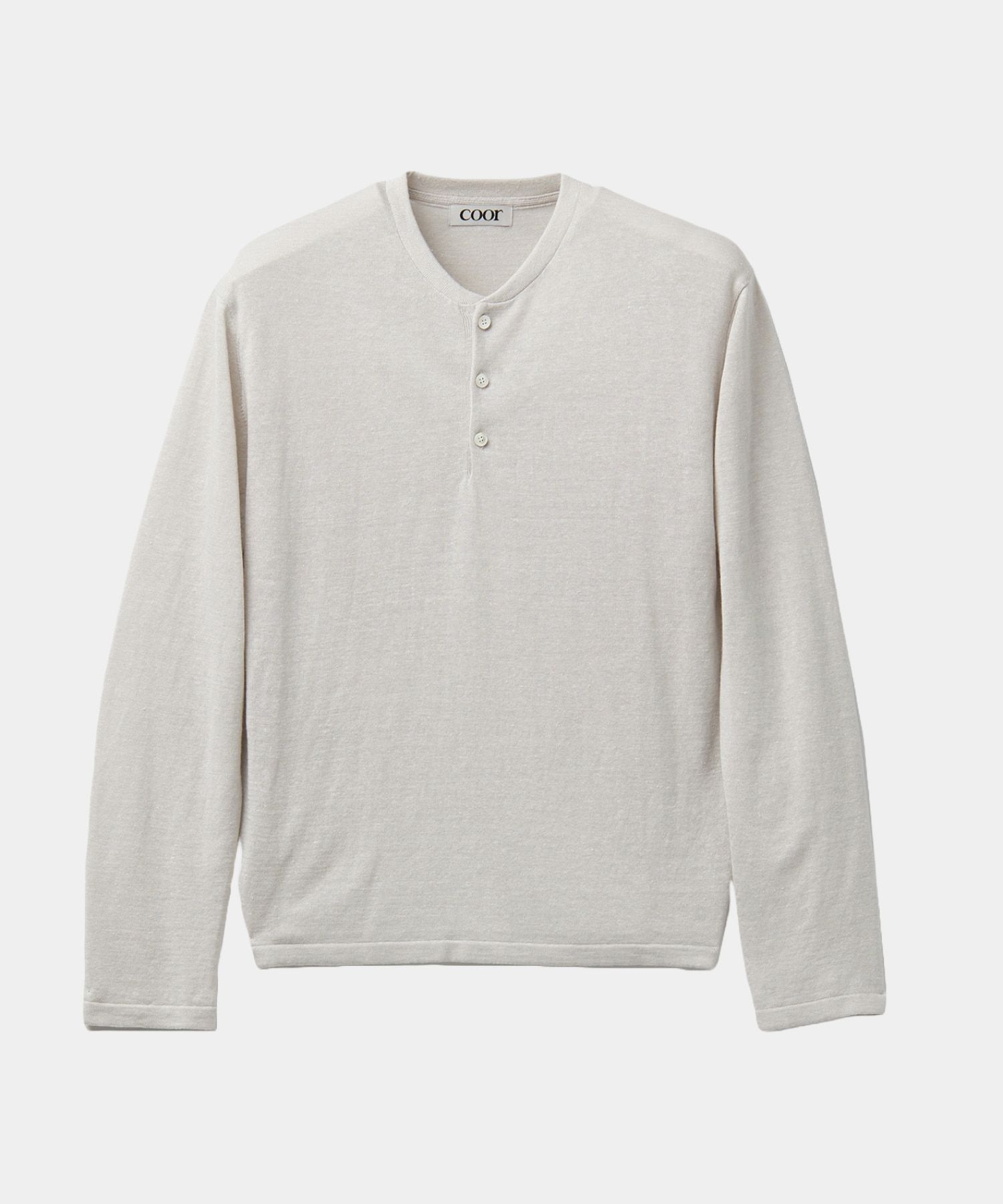 【COOR】 Linen Wool Blend Long Sleeve Henley / 追跡付 MUSINSA | COOR Linen Wool Blend Long Sleeve Henley (Black)