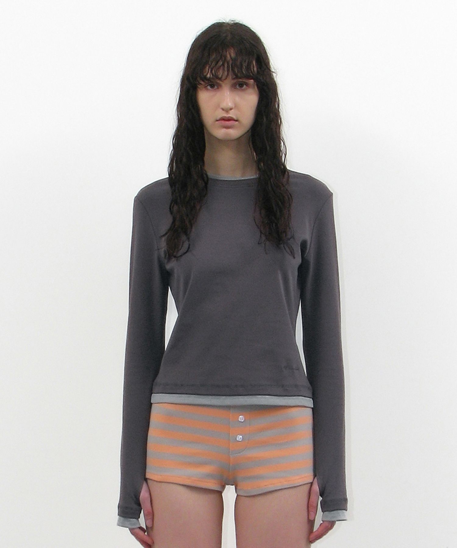 【PARTIMENTO】PW DOUBLE LAYERED LONG SLEEVE TEE MUSINSA | PARTIMENTO WOMEN PW Double Layered Long Sleeve