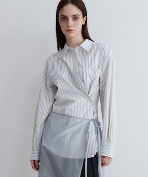 (우먼)스트라이프 클래식 셔츠 블루